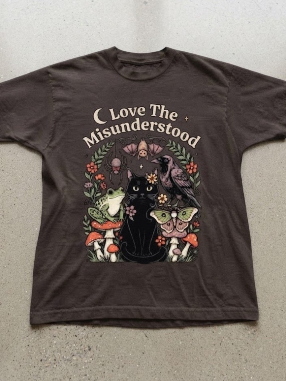 Black Cat Frog Butterfly Raven Gothic Cotton Gildan T-Shirt